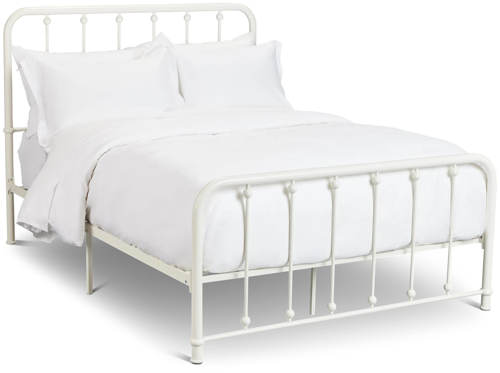 Rory White Metal Panel Bed