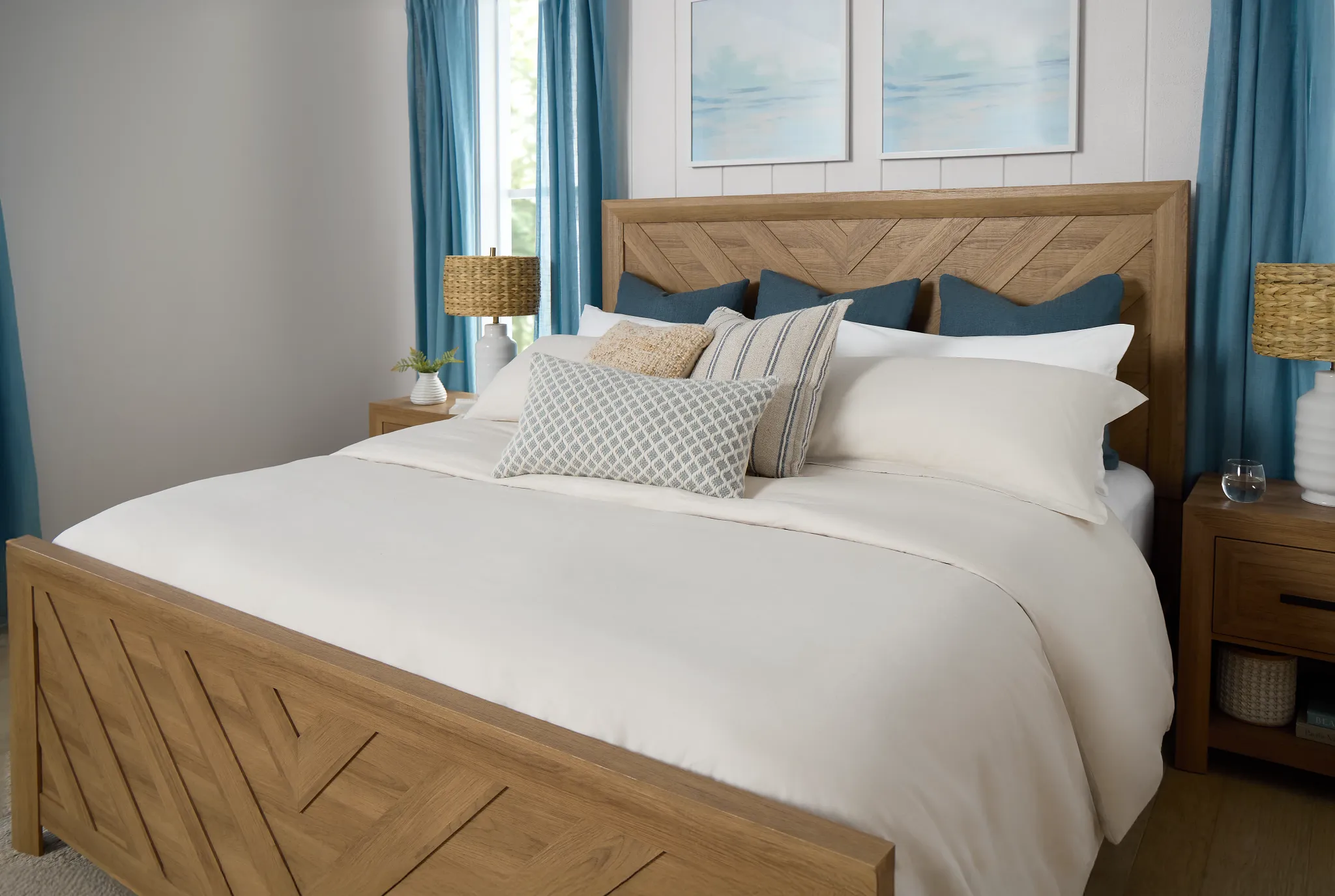 Delray Light Tone Panel Bed