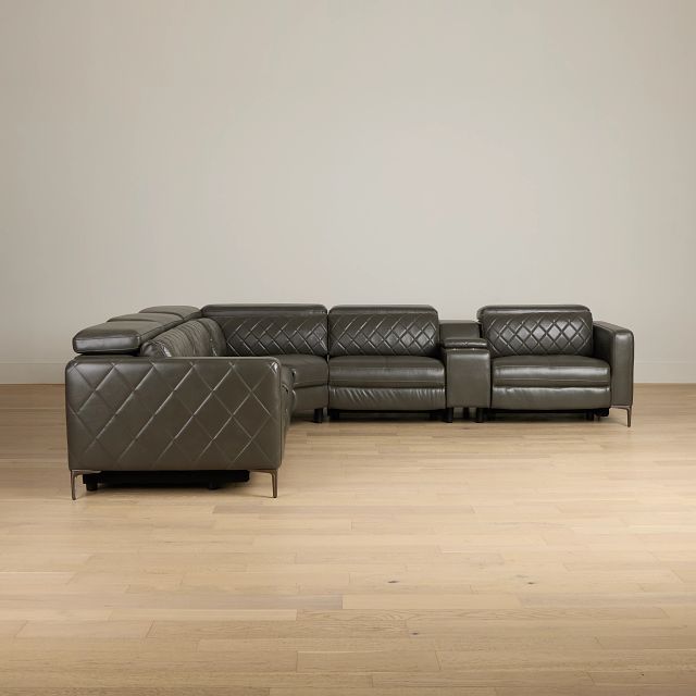 Ava Dark Gray Micro Medium Triple Power 2-arm Sectional