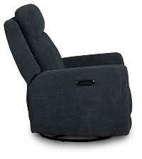 Dean Dark Blue Fabric Power Swivel Glider Recliner
