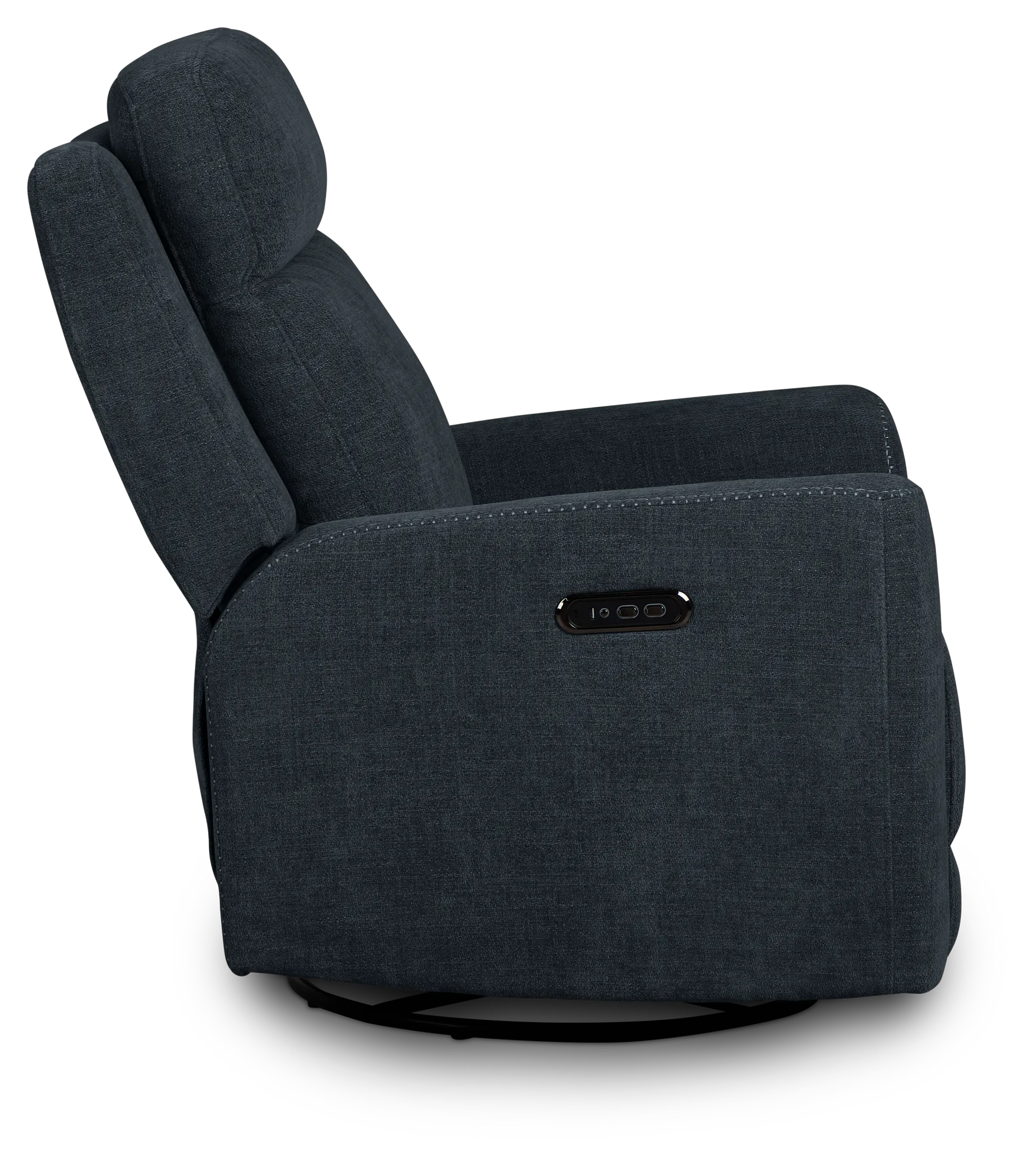 Dean Dark Blue Fabric Power Swivel Glider Recliner