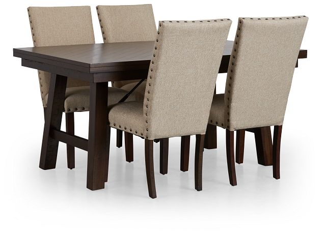 Jax Beige Rect Table & 4 Upholstered Chairs