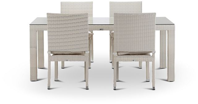 Bahia White 72" Rectangular Table & 4 Chairs