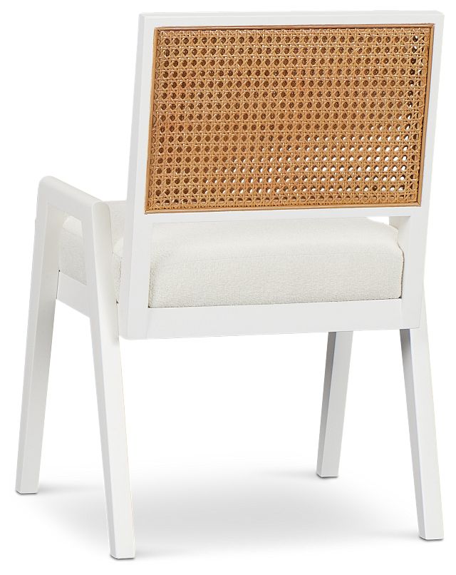 Malibu White Woven Upholstered Arm Chair