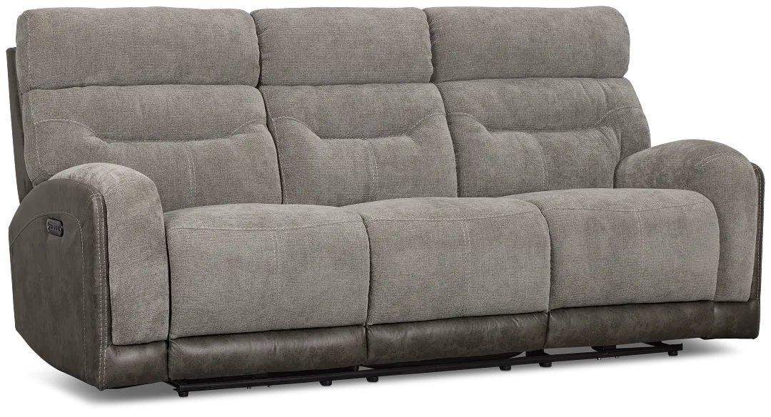 Travis Gray Fabric Power Reclining Sofa