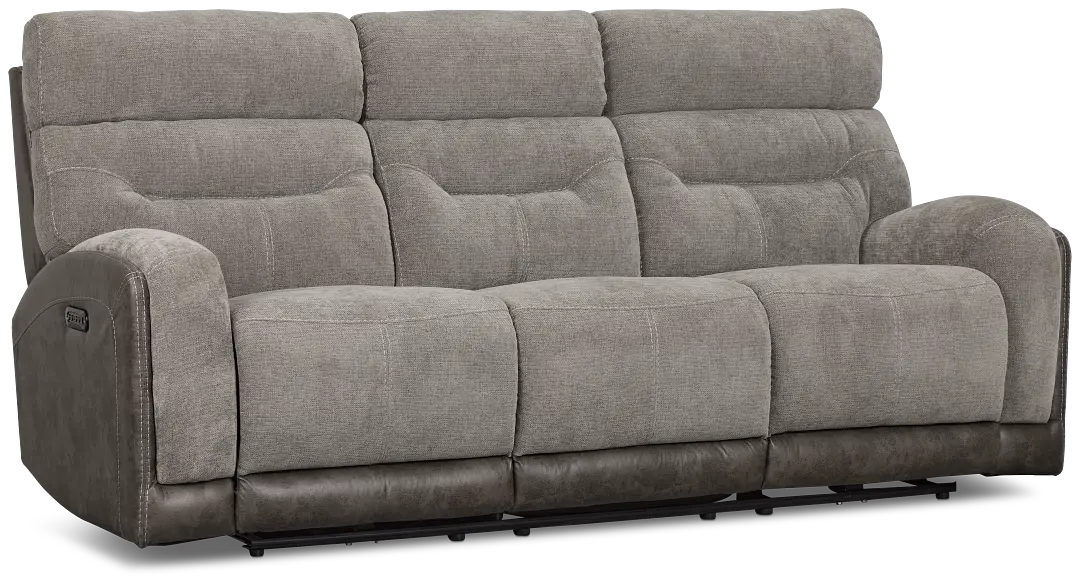 Travis Gray Fabric Power Reclining Sofa Travis Gray Fabric Power Reclining Sofa