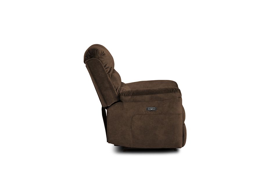 Joey Dark Brown Micro Power Recliner, (1)