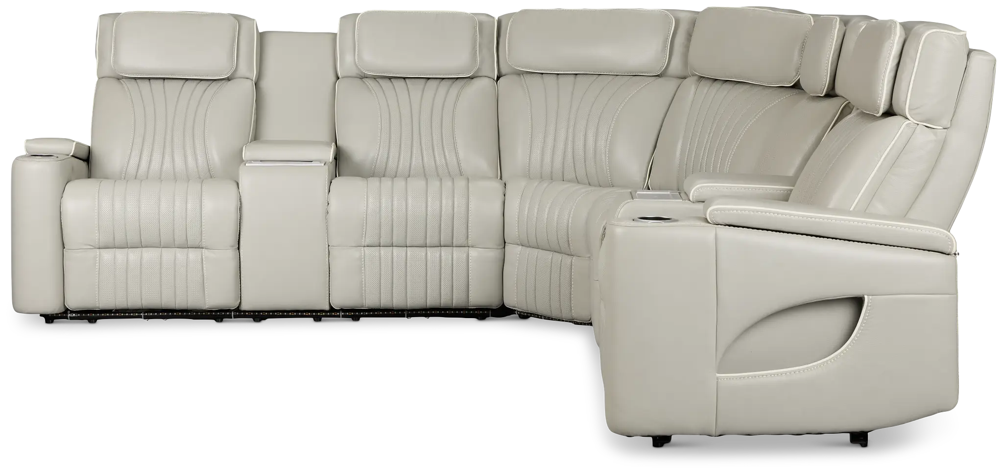 Nova Light Gray Lthr/vinyl Medium 2-arm Dual Power Massage Sectional Nova Light Gray Lthr/vinyl Medium 2-arm Dual Power Massage Sectional