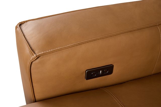 Rudy Brown Lthr/vinyl Power Extension Chaise Console Loveseat