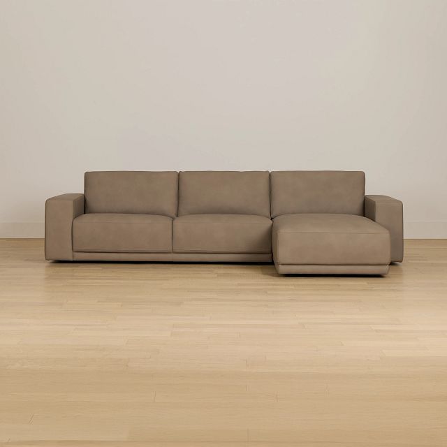 Kellan Taupe Leather Right Chaise Sectional