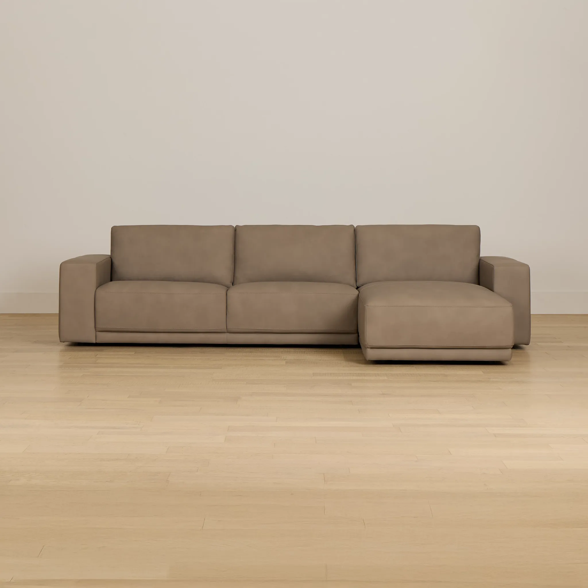 Kellan Taupe Leather Right Chaise Sectional