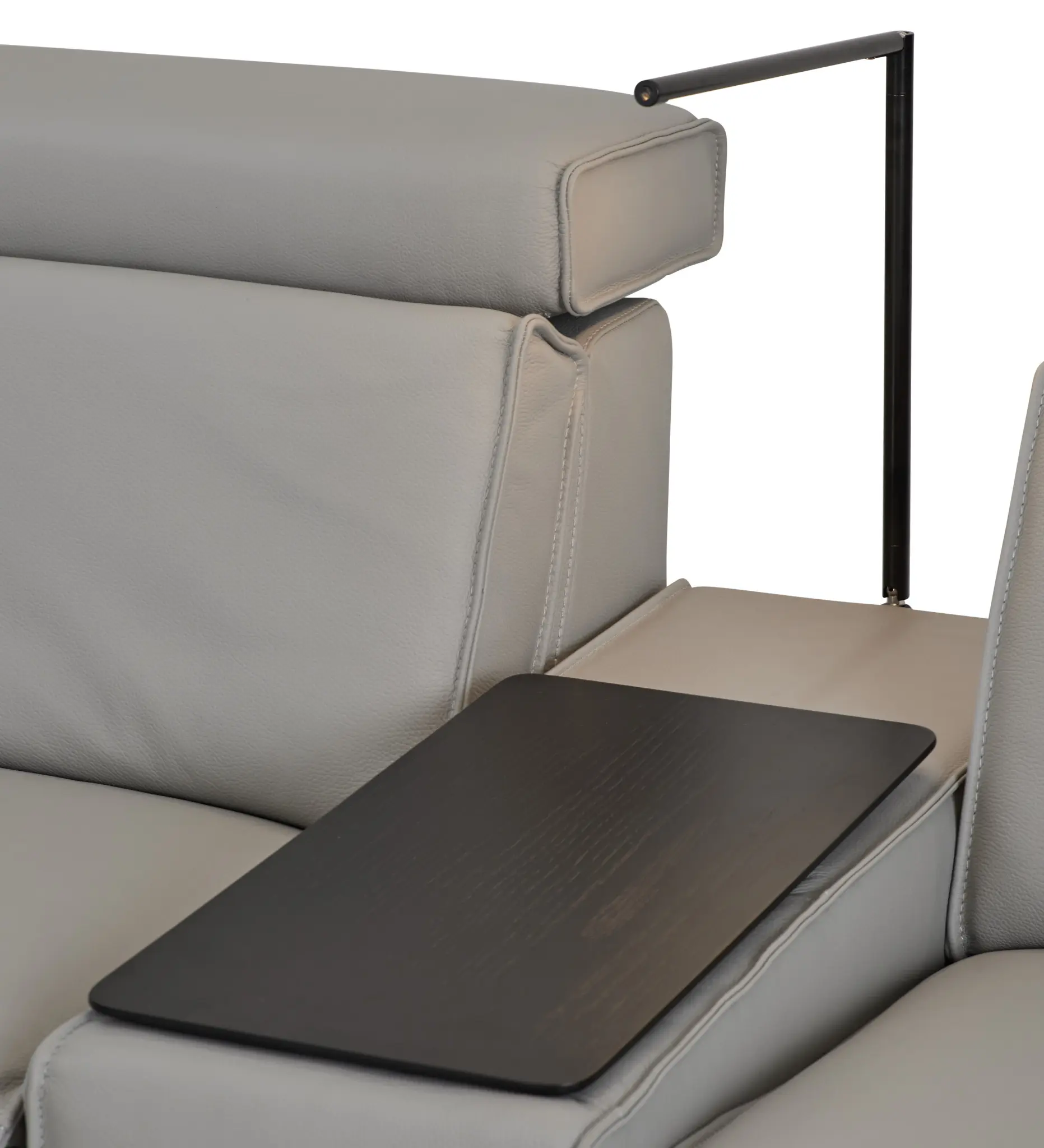 Carmelo Gray Leather Medium Triple Power 2-arm Sectional Carmelo Gray Leather Medium Triple Power 2-arm Sectional