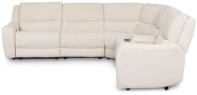 Bennett Light Beige Fabric Medium Dual Power 2-arm Reclining Sectional