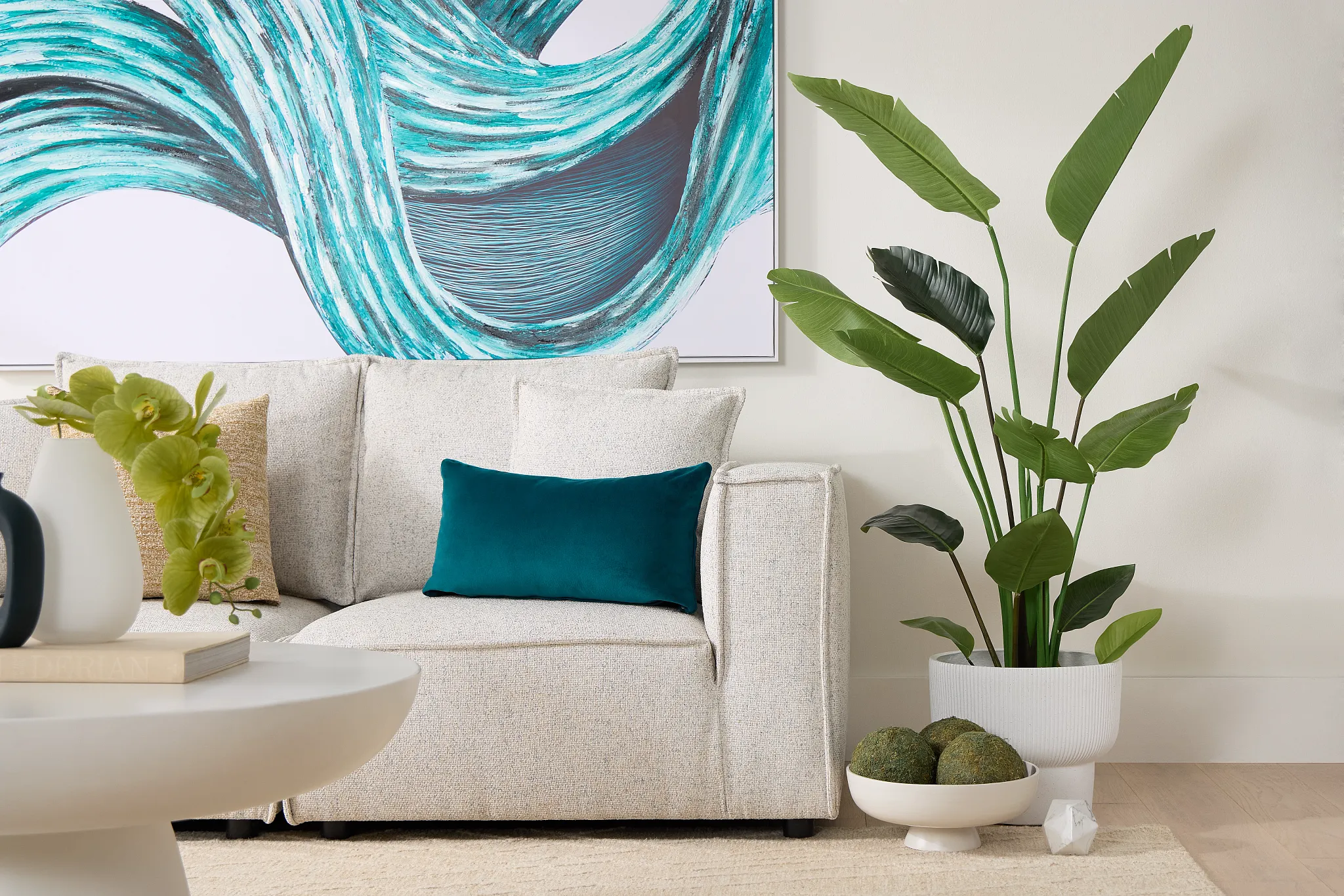 Tatum Beige Fabric 2-piece Modular Sofa