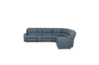 Summit Blue Lthr/vinyl Large Dual Power Reclining Two-arm Sectional