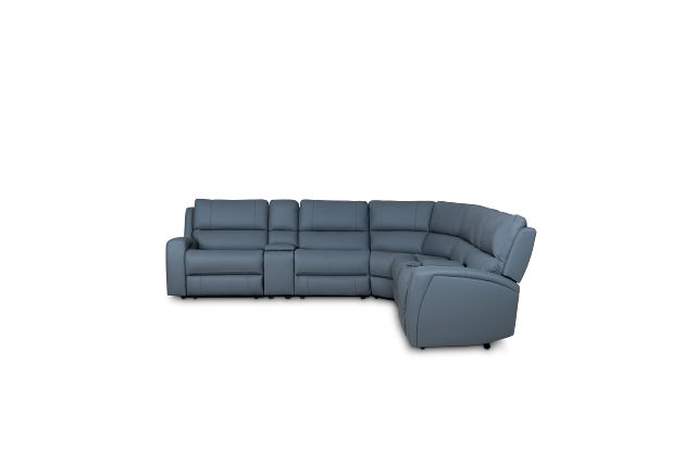 Summit Blue Lthr/vinyl Large Dual Power Reclining Two-arm Sectional