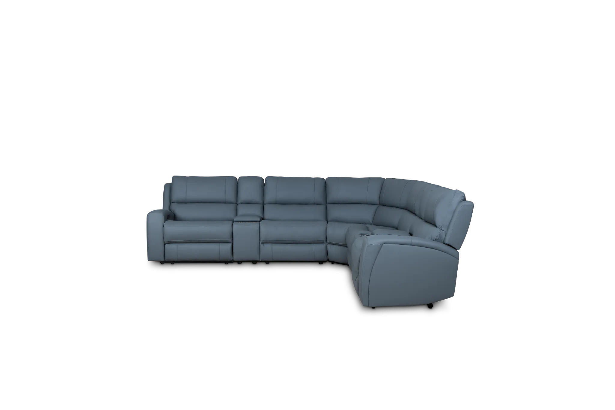 Summit Blue Lthr/vinyl Large Dual Power Reclining Two-arm Sectional