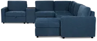 Addie Blue Fabric Medium Right Chaise Sleeper Sectional With Console