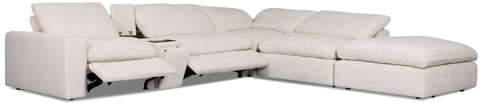 Drift Light Beige Fabric Large Dual Power Right Bumper Sectional Drift Light Beige Fabric Large Dual Power Right Bumper Sectional