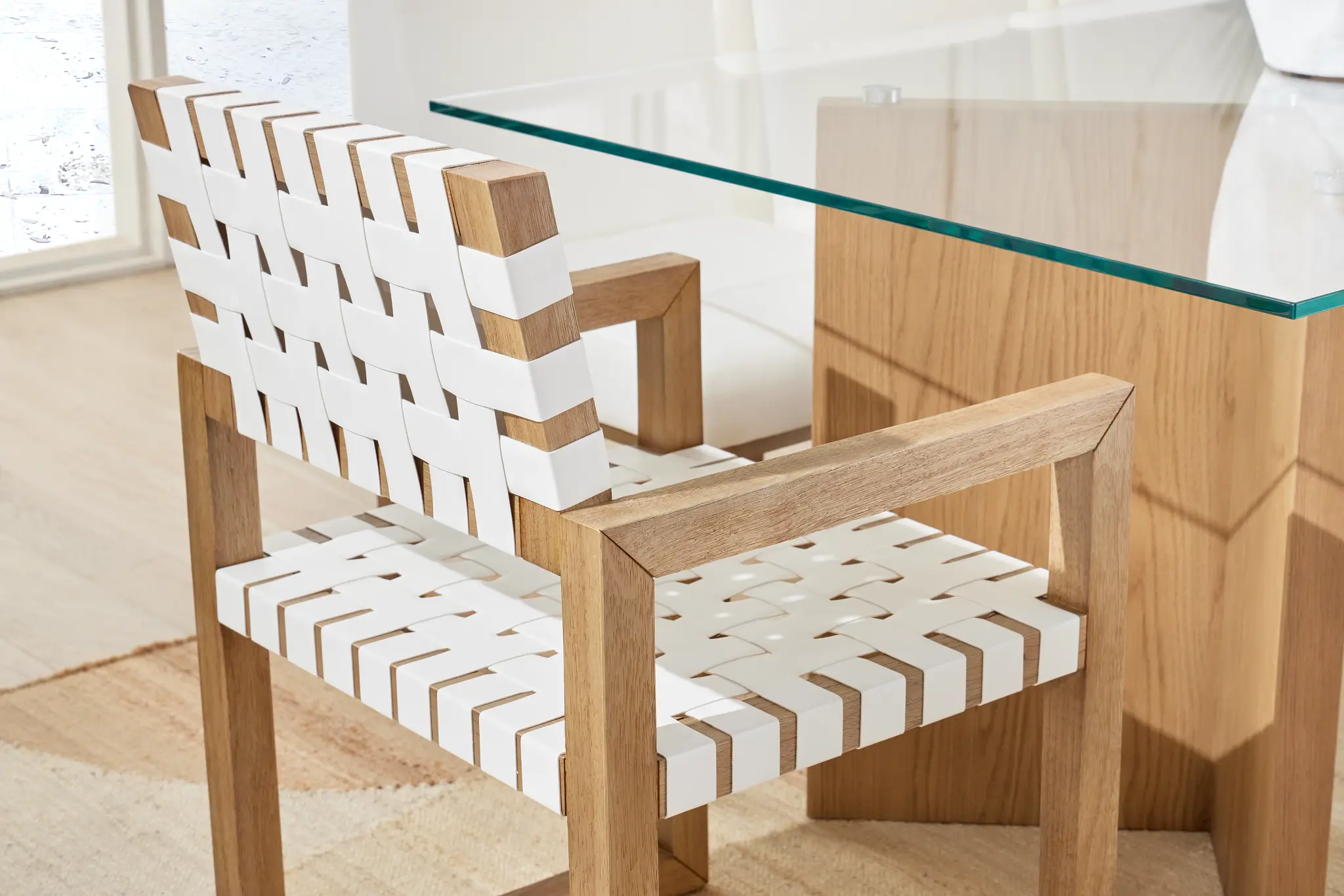 Haven White Woven Leather Arm Chair Haven White Woven Leather Arm Chair