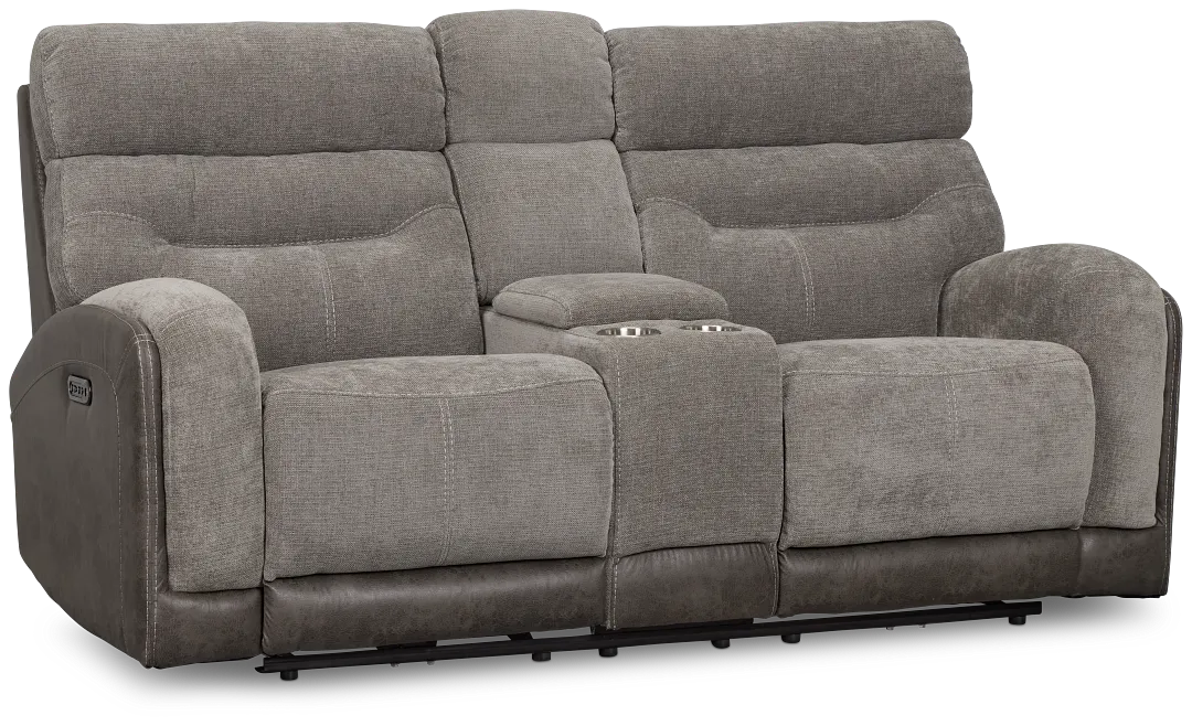 Travis Gray Fabric Power Reclining Console Loveseat
