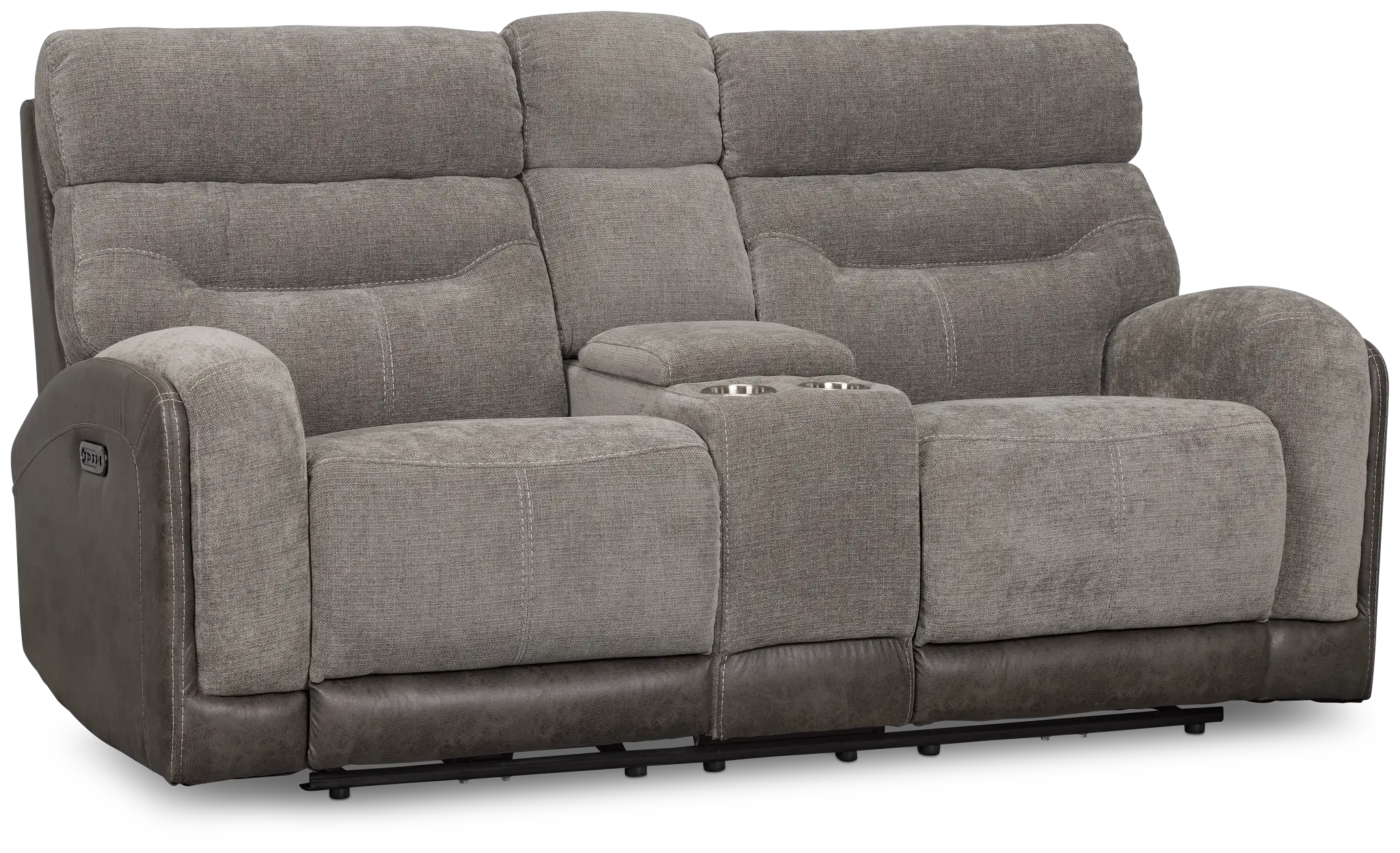 Travis Gray Fabric Power Reclining Console Loveseat Travis Gray Fabric Power Reclining Console Loveseat