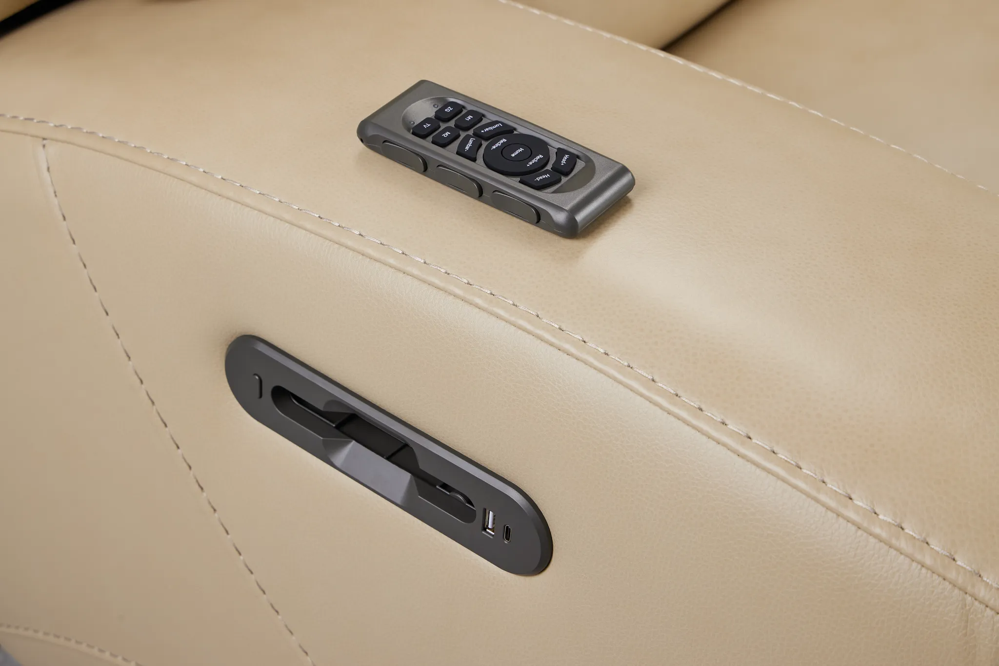 Casey Light Beige Lthr/vinyl Power Reclining Sofa