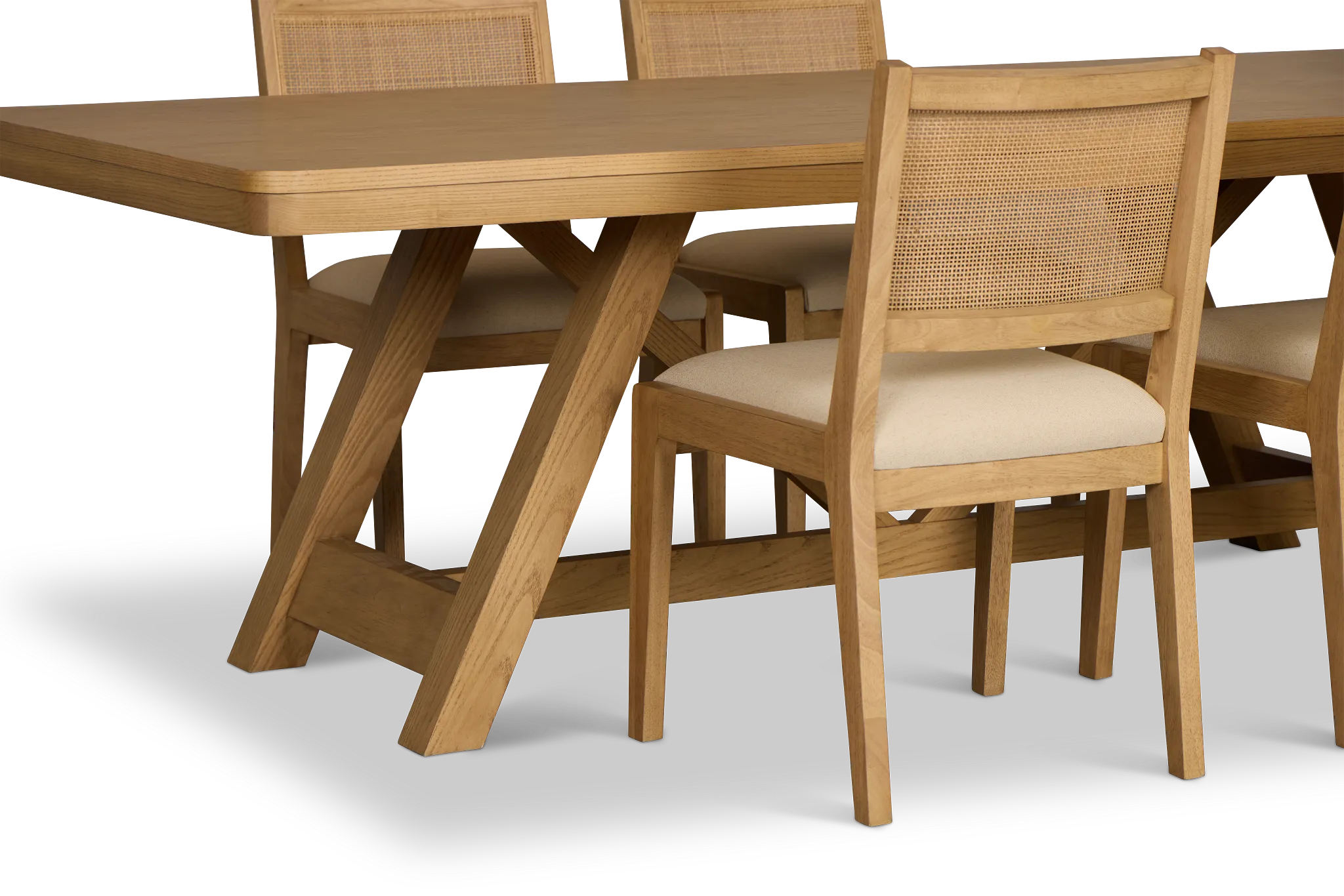 Pacific Light Tone Trestle Table & 4 Upholstered Chairs