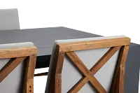 Linear Dark Gray 70" Aluminum Table & 4 Teak Cushioned Side Chairs