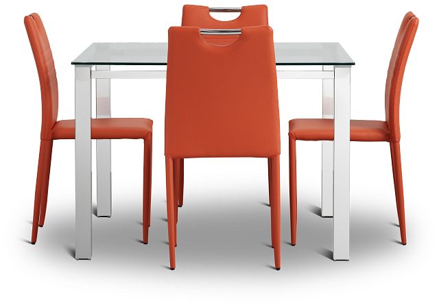Skyline Orange Square Table & 4 Upholstered Chairs