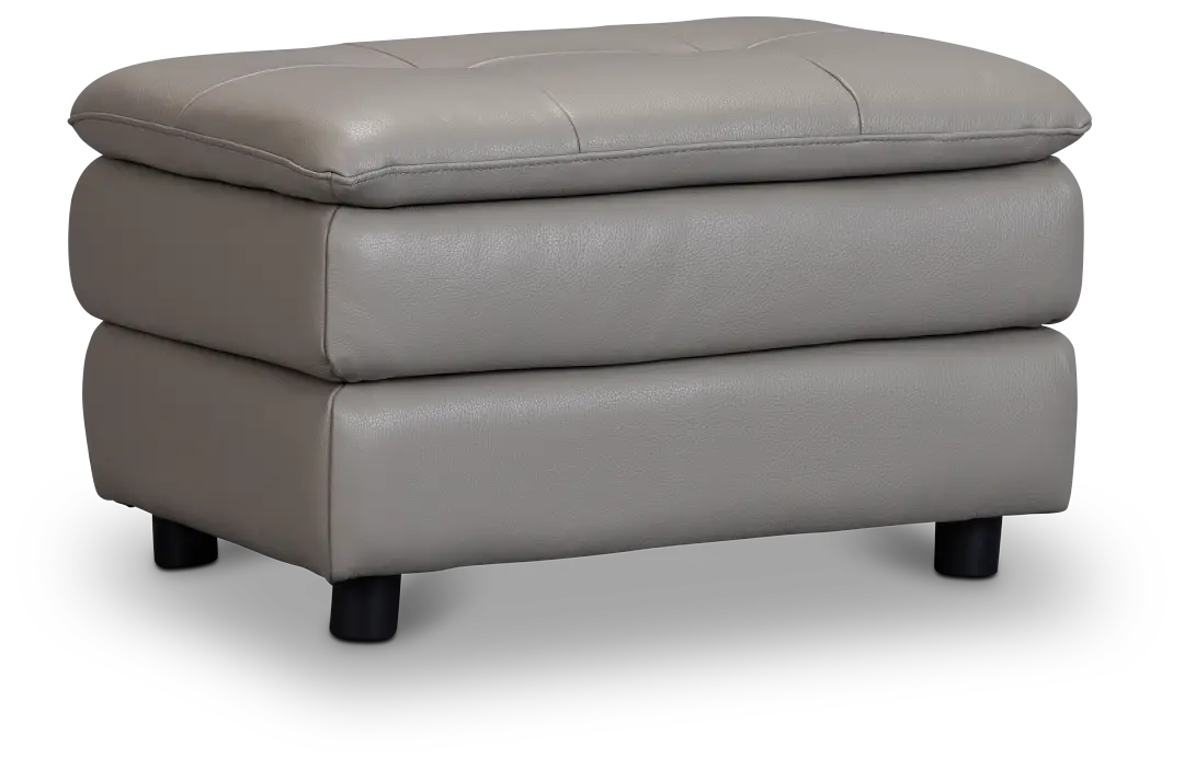 Rowan Gray Leather Ottoman Rowan Gray Leather Ottoman
