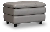 Rowan Gray Leather Ottoman