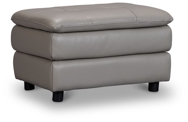 Rowan Gray Leather Ottoman