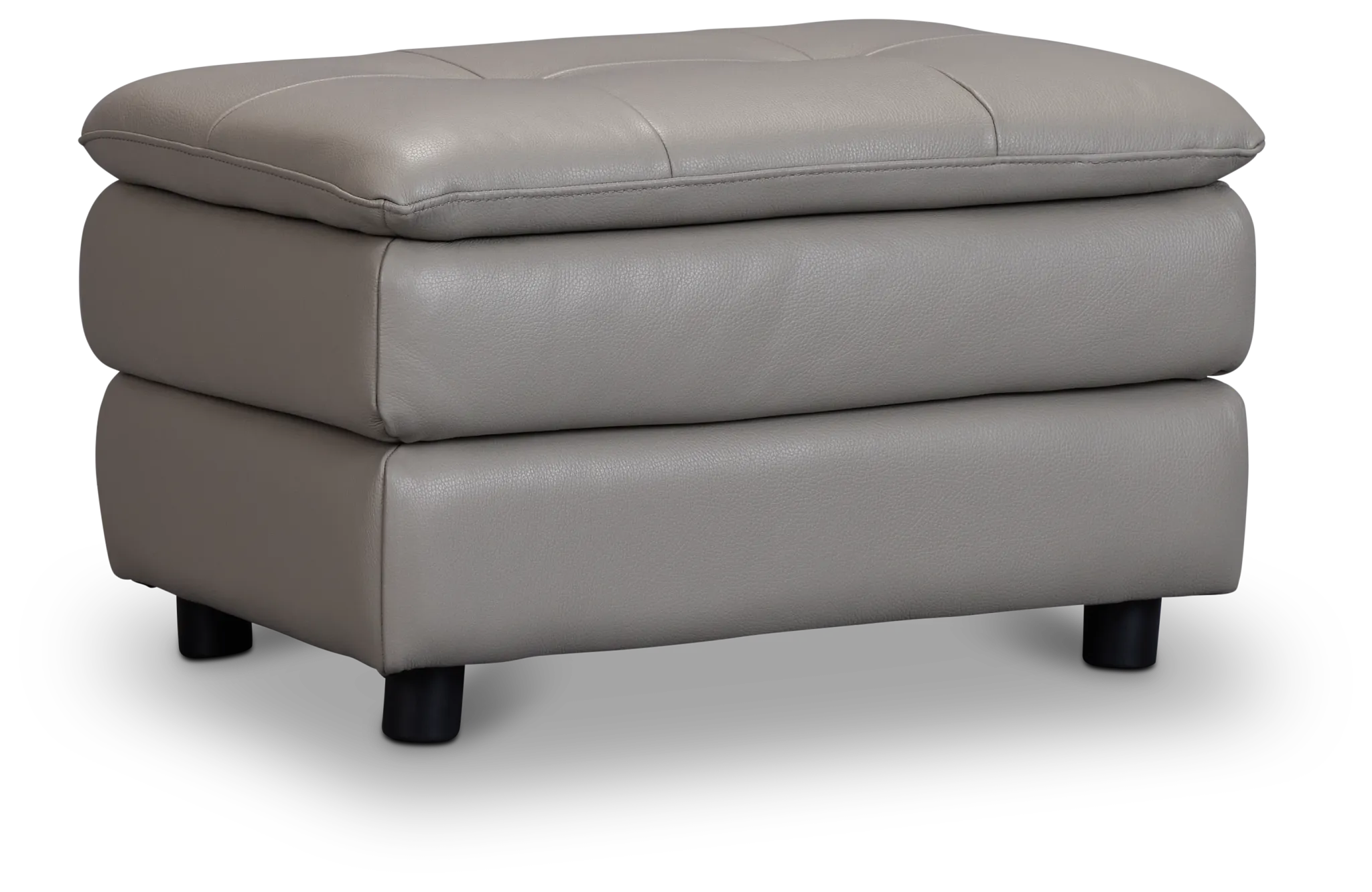 Rowan Gray Leather Ottoman