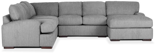 Alpha Light Gray Fabric Medium Right Chaise Sectional