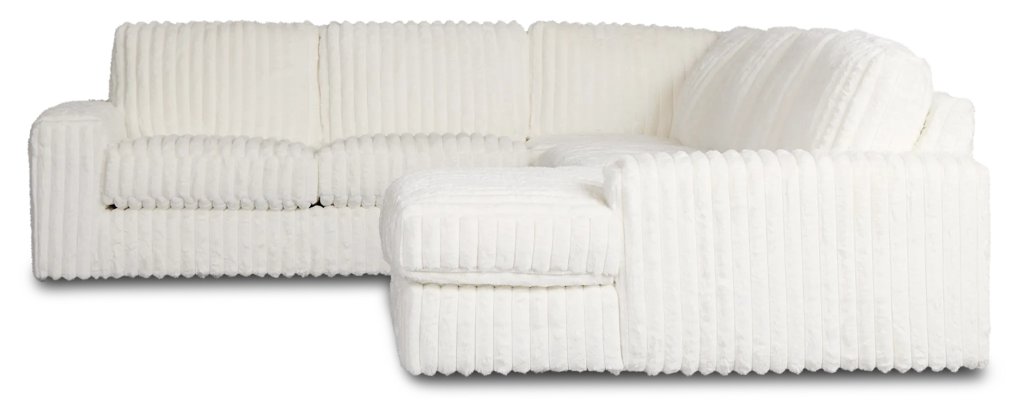 Teddy White Fabric Medium Right Chaise Sectional