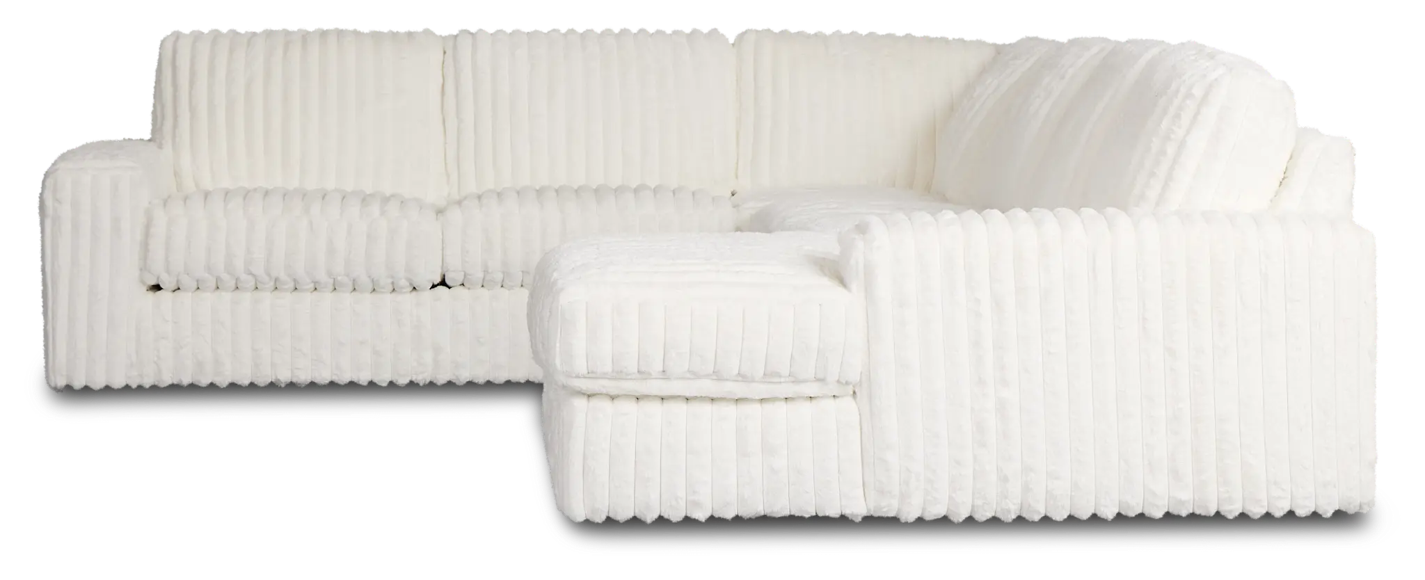 Teddy White Fabric Medium Right Chaise Sectional Teddy White Fabric Medium Right Chaise Sectional