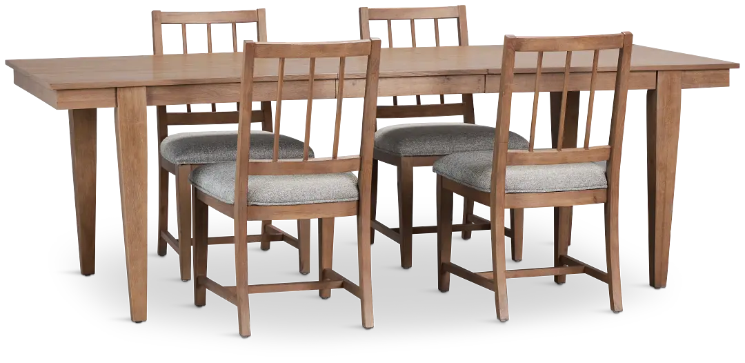 Provo Mid Tone Rect Table & 4 Gray Upholstered Chairs Provo Mid Tone Rect Table & 4 Gray Upholstered Chairs