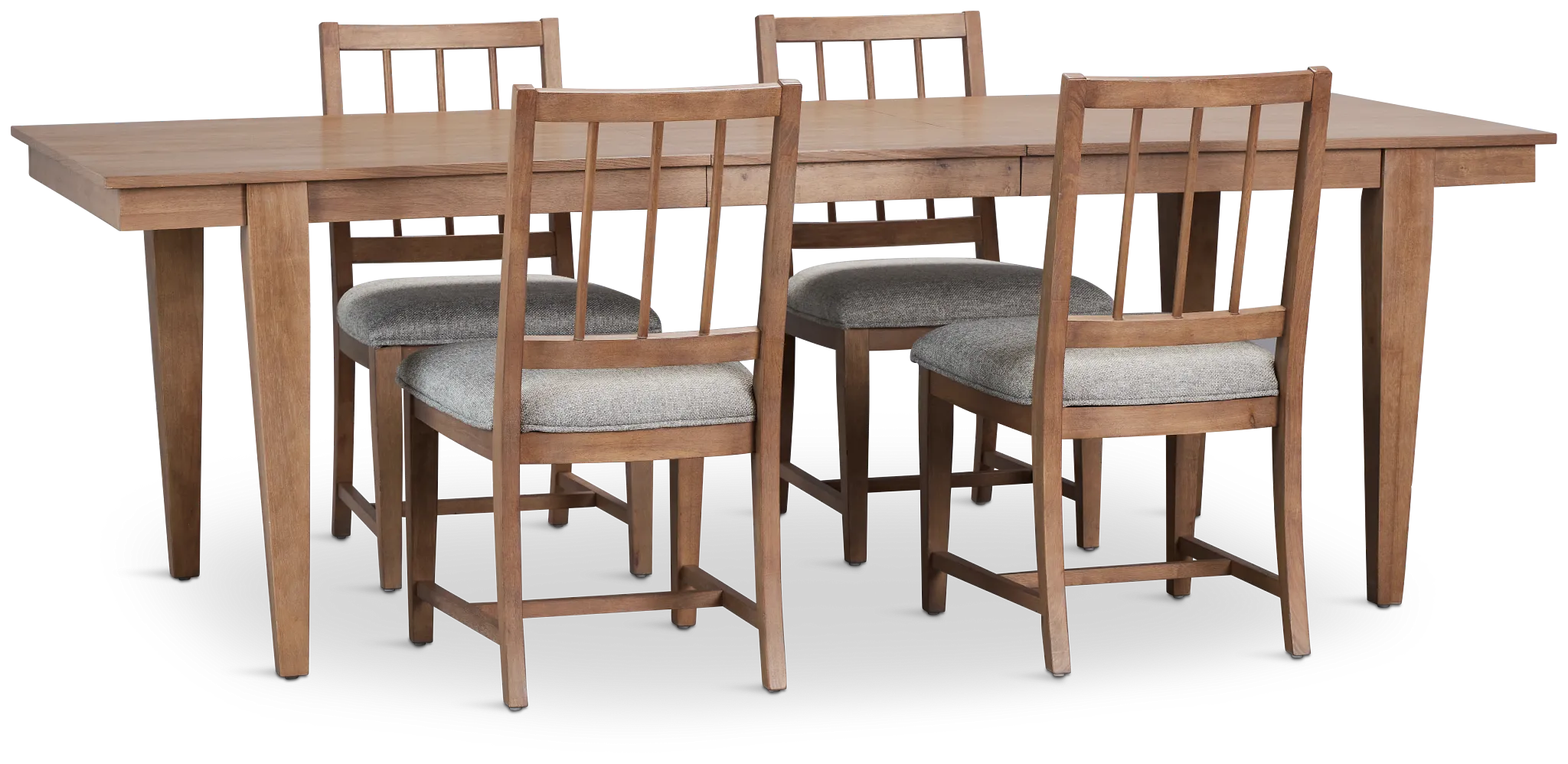 Provo Mid Tone Rect Table & 4 Gray Upholstered Chairs