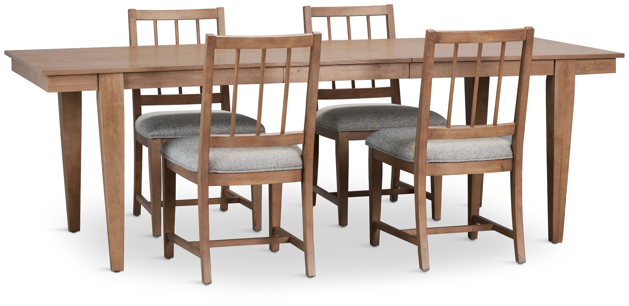 Provo Mid Tone Rect Table & 4 Gray Upholstered Chairs Provo Mid Tone Rect Table & 4 Gray Upholstered Chairs