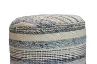 Ellian Blue Round Accent Pouf