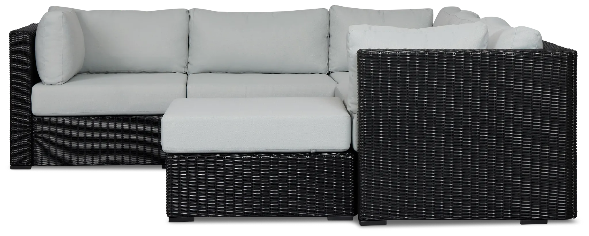 Montecito Black 6-piece Modular Sectional With Light Blue Cushions