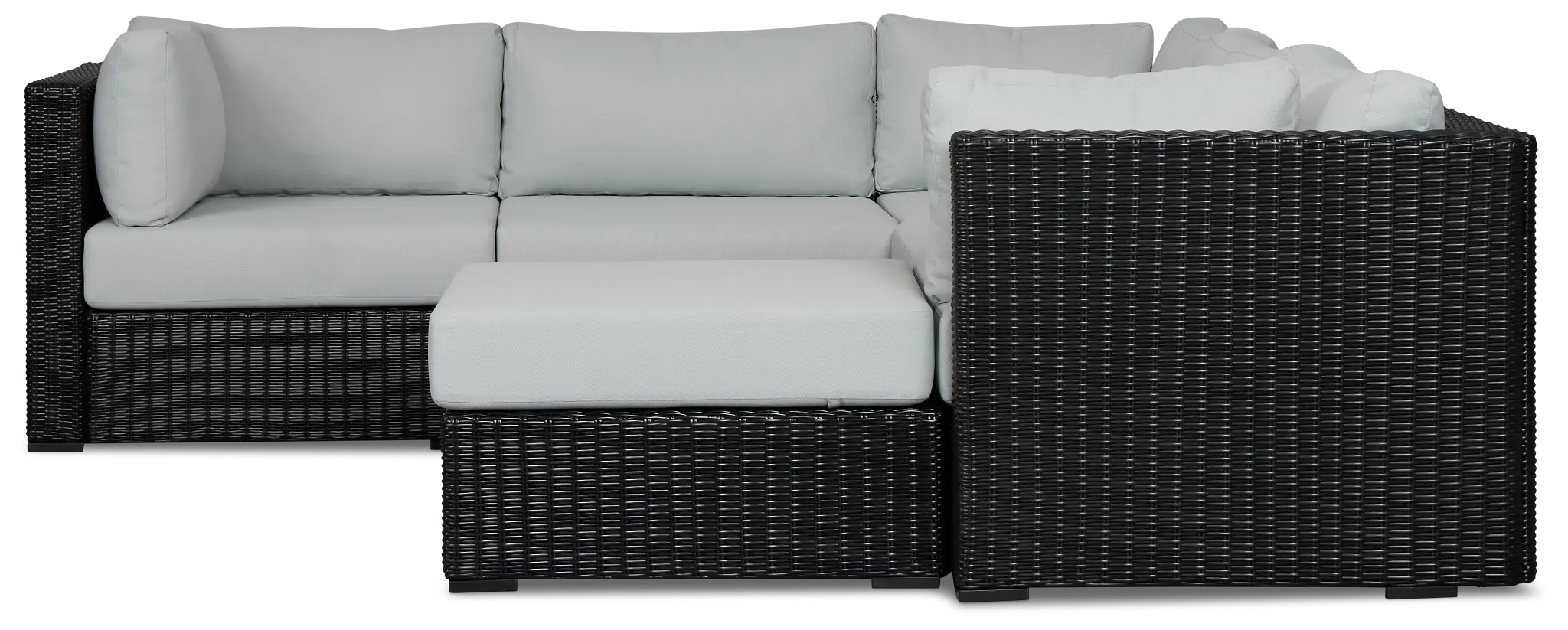 Montecito Black 6-piece Modular Sectional With Light Blue Cushions Montecito Black 6-piece Modular Sectional With Light Blue Cushions