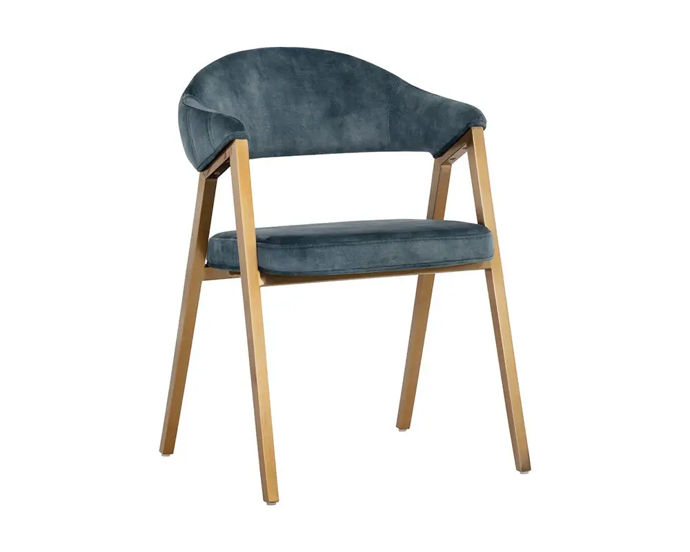 Erica Dark Blue Curved Upholstered Arm Chair Erica Dark Blue Curved Upholstered Arm Chair