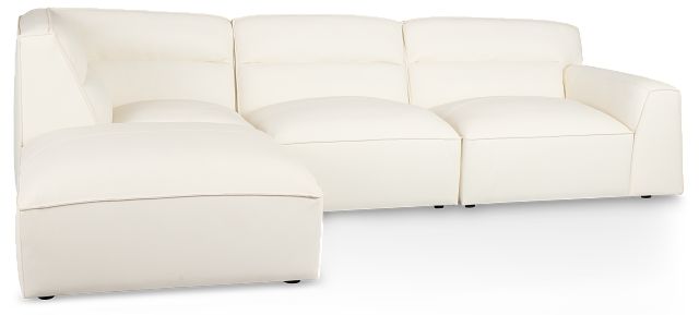 Blanca White Leather 4-piece Bumper Sectional