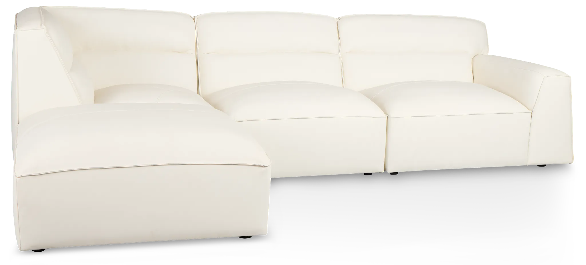 Blanca White Leather 4-piece Bumper Sectional