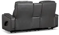Nova Dark Gray Lthr/vinyl Power Reclining Console Loveseat W/ Massage