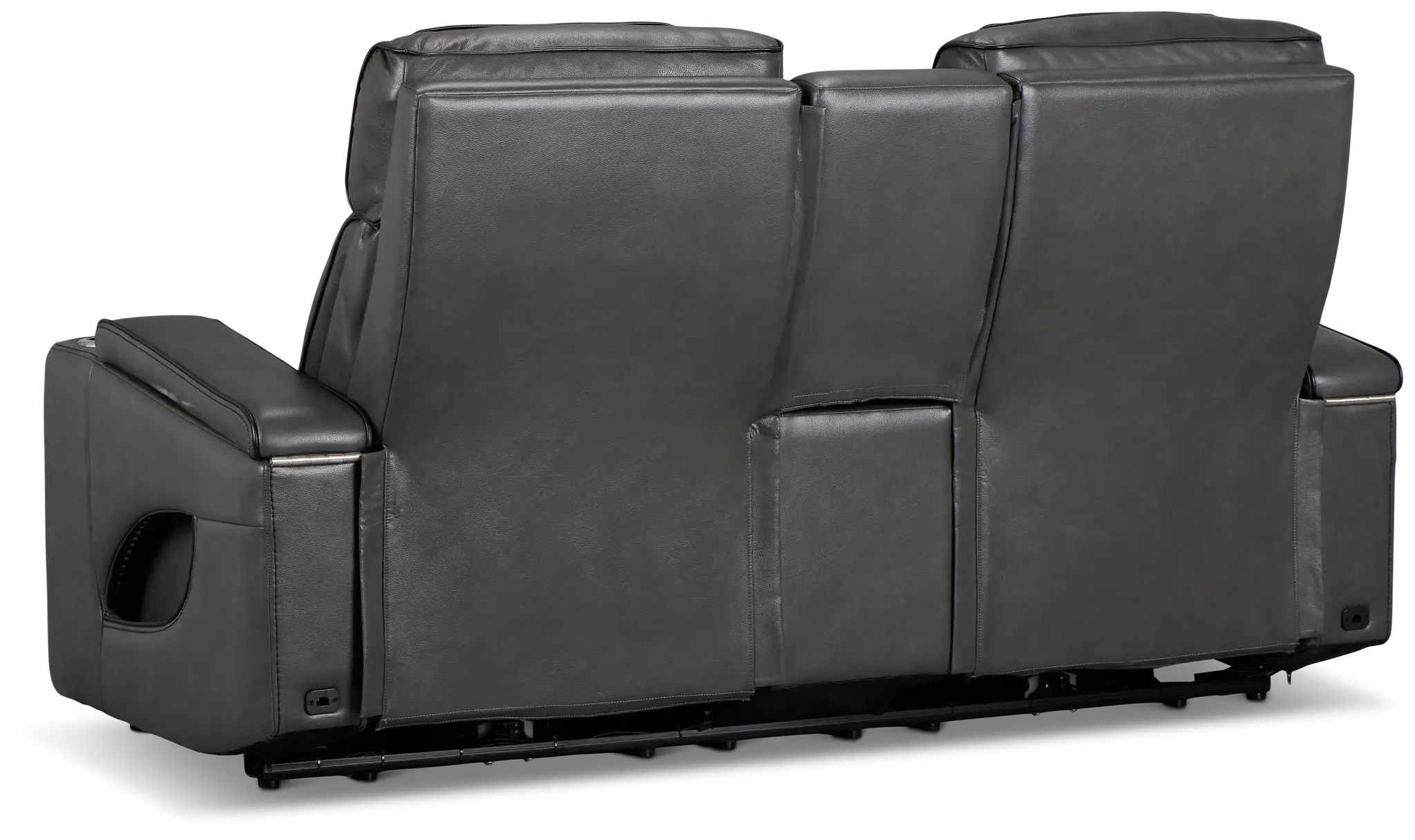 Nova Dark Gray Lthr/vinyl Power Reclining Console Loveseat W/ Massage Nova Dark Gray Lthr/vinyl Power Reclining Console Loveseat W/ Massage