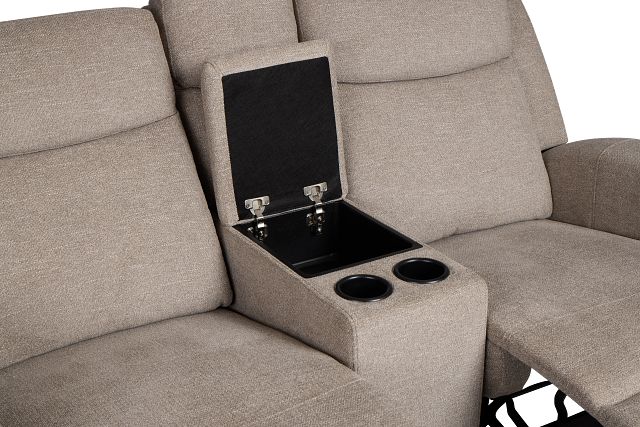 Walker Beige Fabric Reclining Console Loveseat