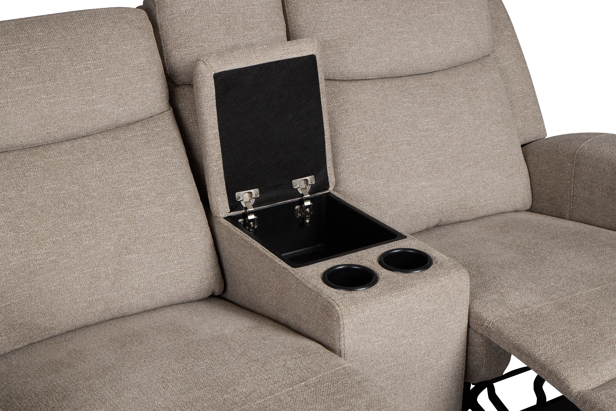 Walker Beige Fabric Reclining Console Loveseat